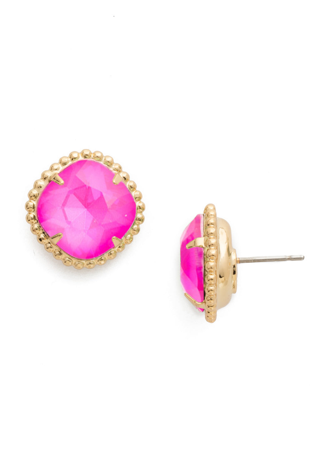 Cushion Cut Solitaire Earring - Wild Watermelon
