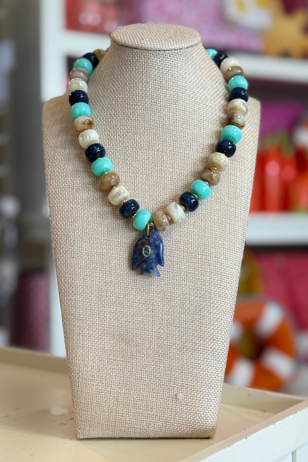 Sweet Palm Springs Necklace - Blues + Navy Fish