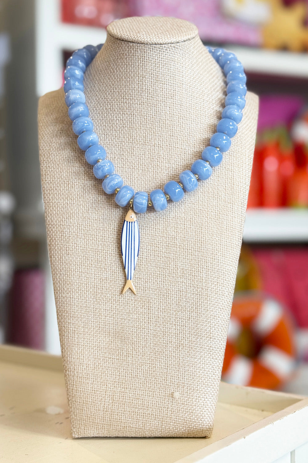Sweet Palm Springs Necklace - Periwinkle + Stripe Fish