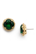 Cushion Cut Solitaire Stud Earring - Emerald