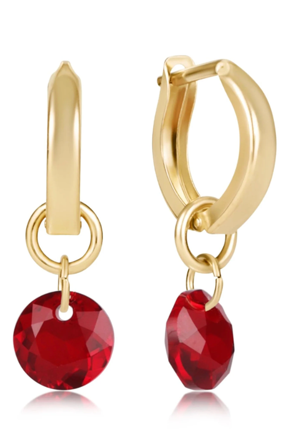 EN Huggie Gold Hoop Earring - Small Reflecion Charm 01