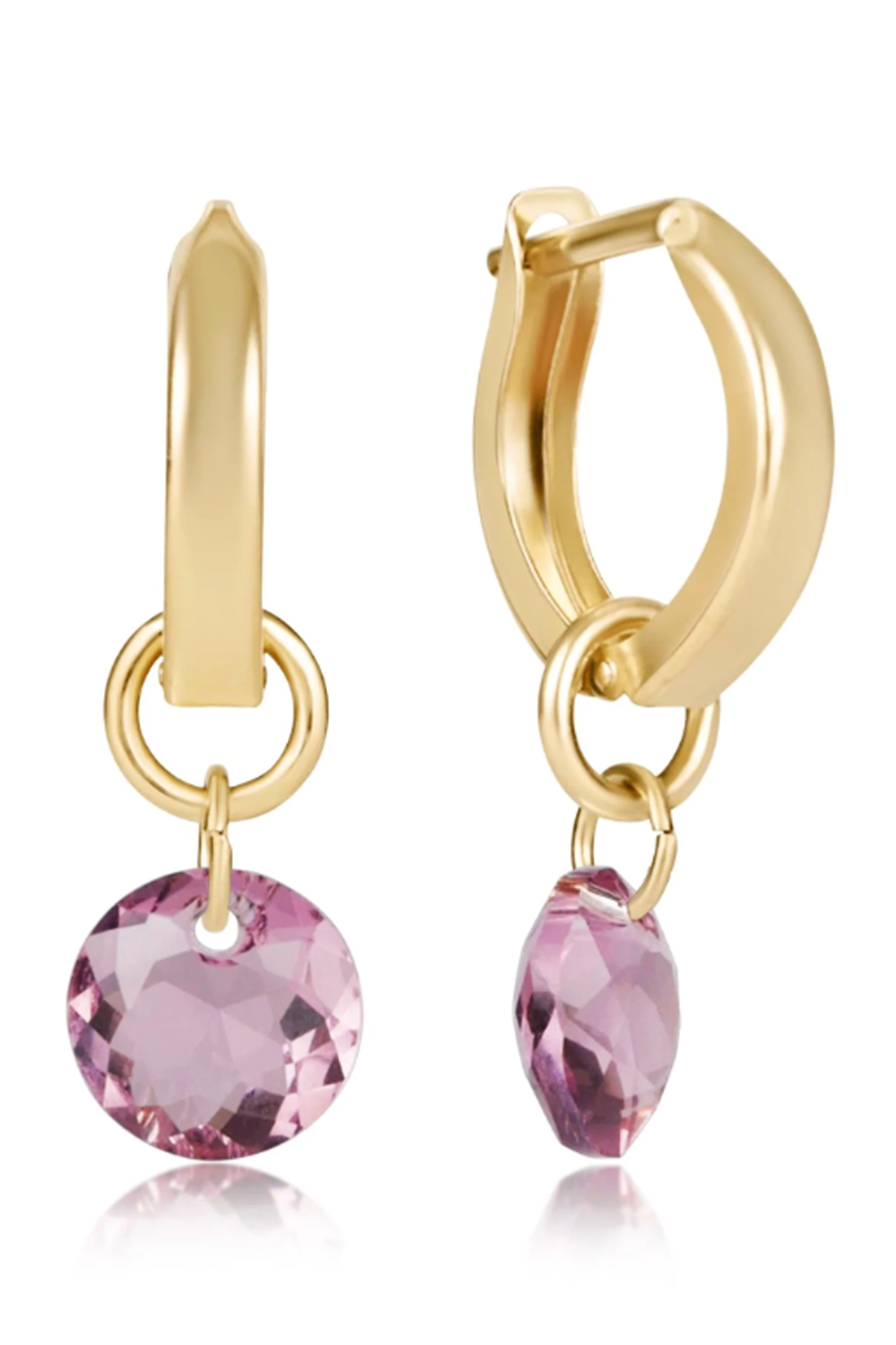 EN Huggie Gold Hoop Earring - Small Reflecion Charm 02