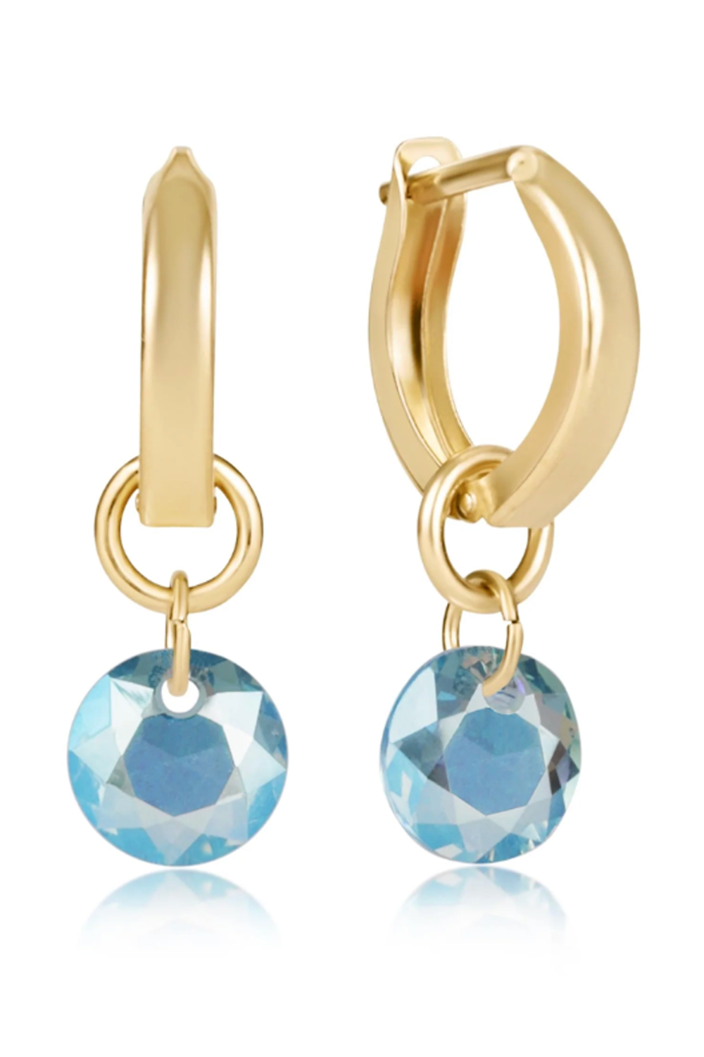 EN Huggie Gold Hoop Earring - Small Reflecion Charm 03
