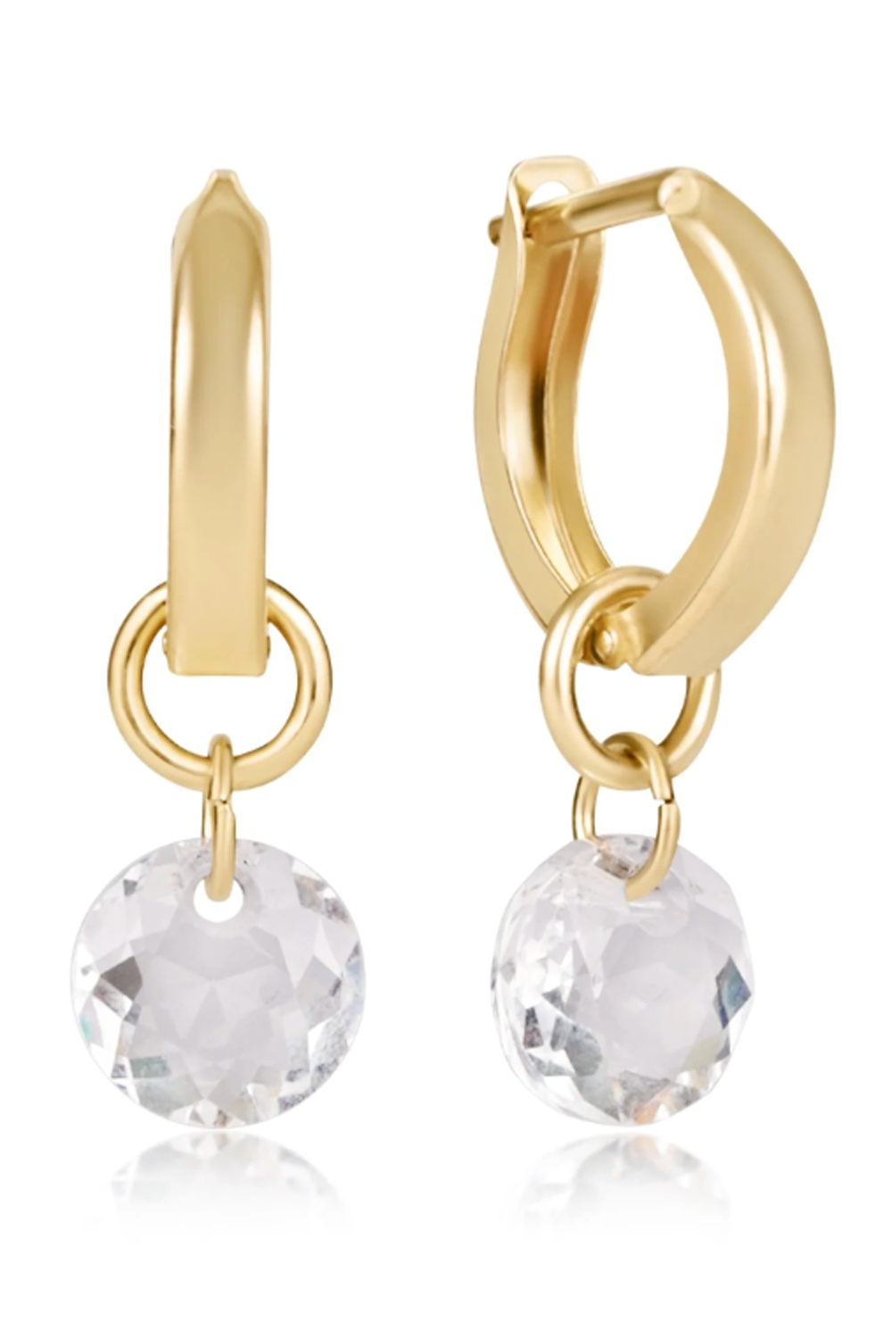 EN Huggie Gold Hoop Earring - Small Reflecion Charm 04