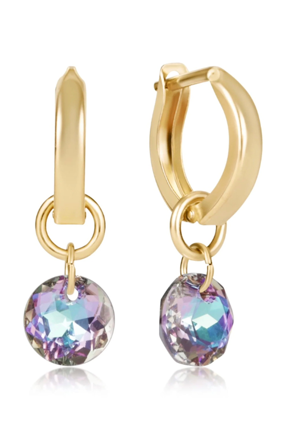 EN Huggie Gold Hoop Earring - Small Reflecion Charm 06