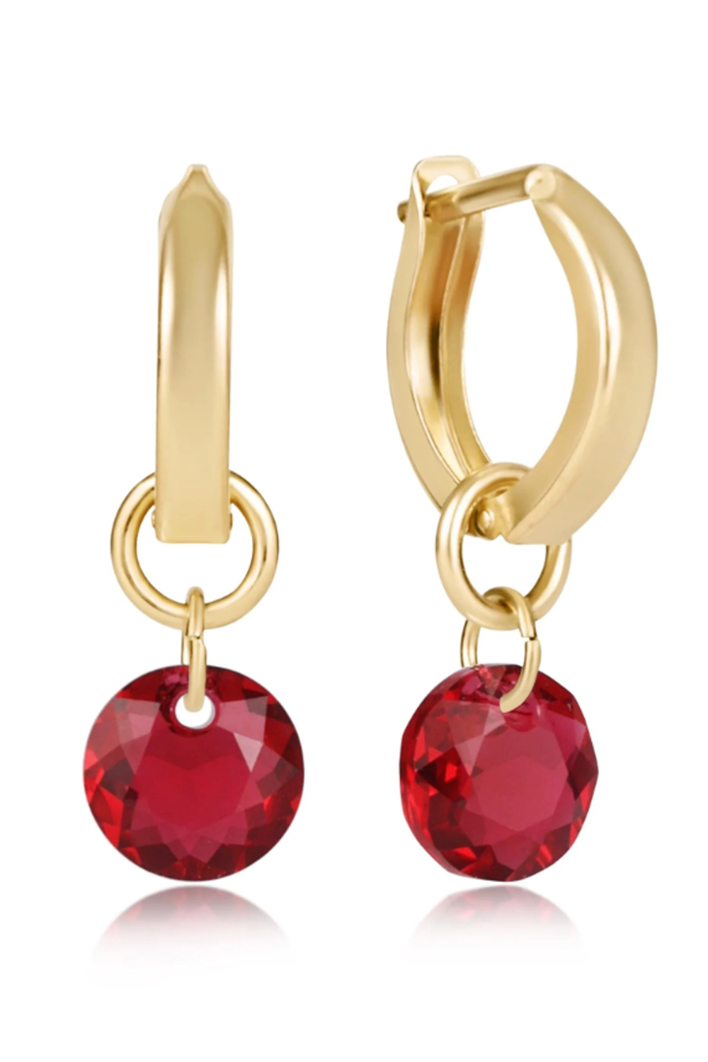 EN Huggie Gold Hoop Earring - Small Reflecion Charm 07