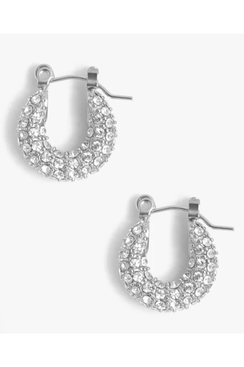 Audrey Huggie Earrings - Pave Silver
