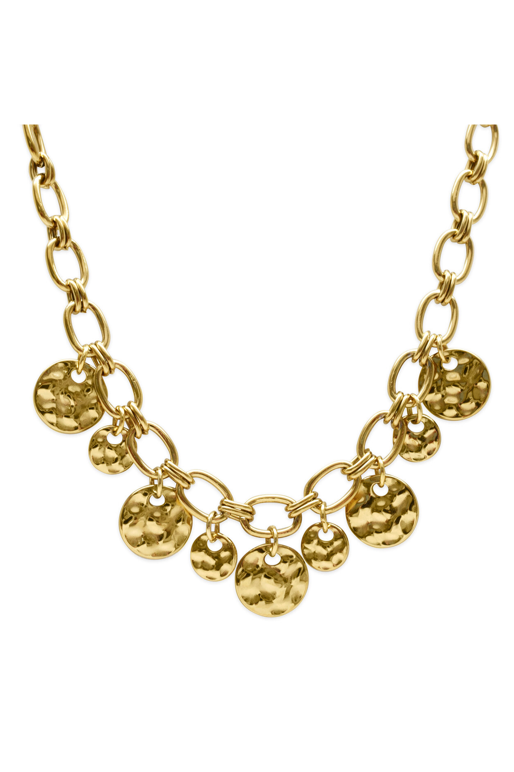 ISLA Hammered Coin Chain Link Necklace - Gold
