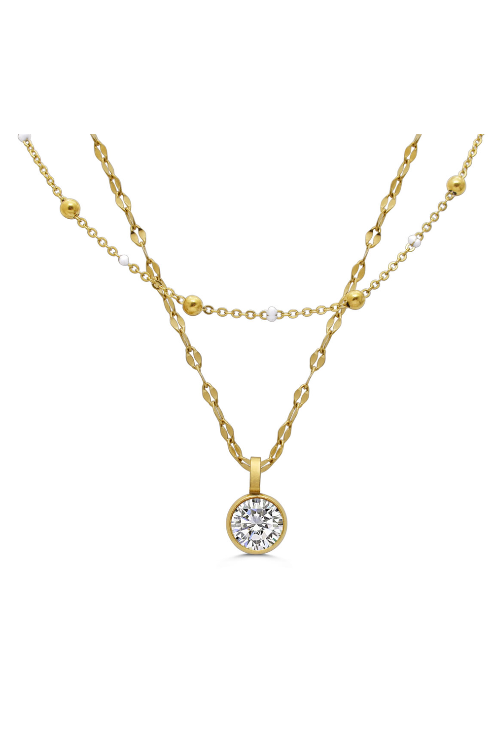 ISLA The Skinny 2 Pack Necklaces - Enamel Clear White